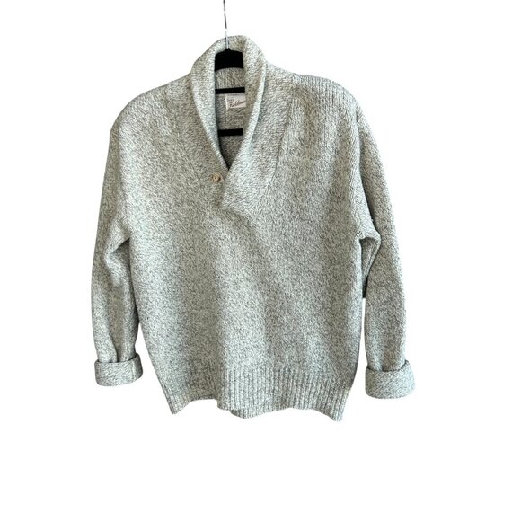Vintage Oatmeal Heather Marl Rag Wool Sears Fieldmaster Shawl Collar Sweater - Picture 3 of 7
